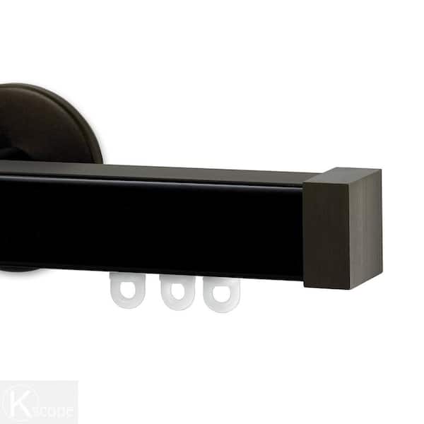 Art Decor Nexgen 106 in. Non-Adjustable Single Traverse Window Curtain Rod Set with Bronze Endcap and Black Applique