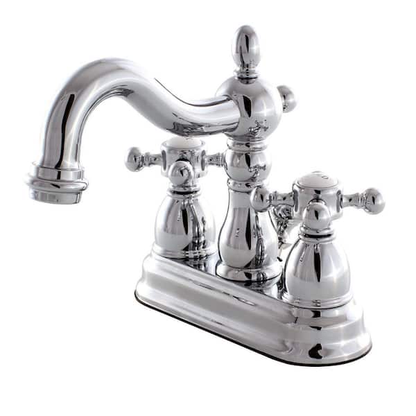 Kingston Brass Heritage 4 in. Centerset 2-Handle Bathroom Faucet with Plastic Pop-Up in Polished Chrome