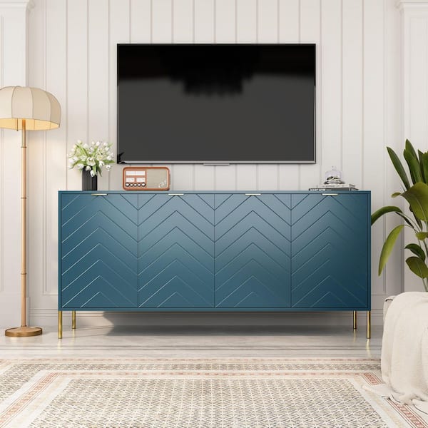 Boyel Living 4-Door Green 30.12 in. H x 15.75 in. W x 62.99 in. D Accent Cabinet Office Bedroom Storage Cabinet with Shelves