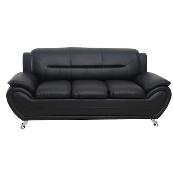 US Pride Furniture Sanuel 79 in. Round Arm 3-Seater Sofa in Black