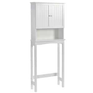 23.6 in. W x 62.2 in. H x 8.8 in. D White Over-the-Toilet Storage with Shelf and Two Doors