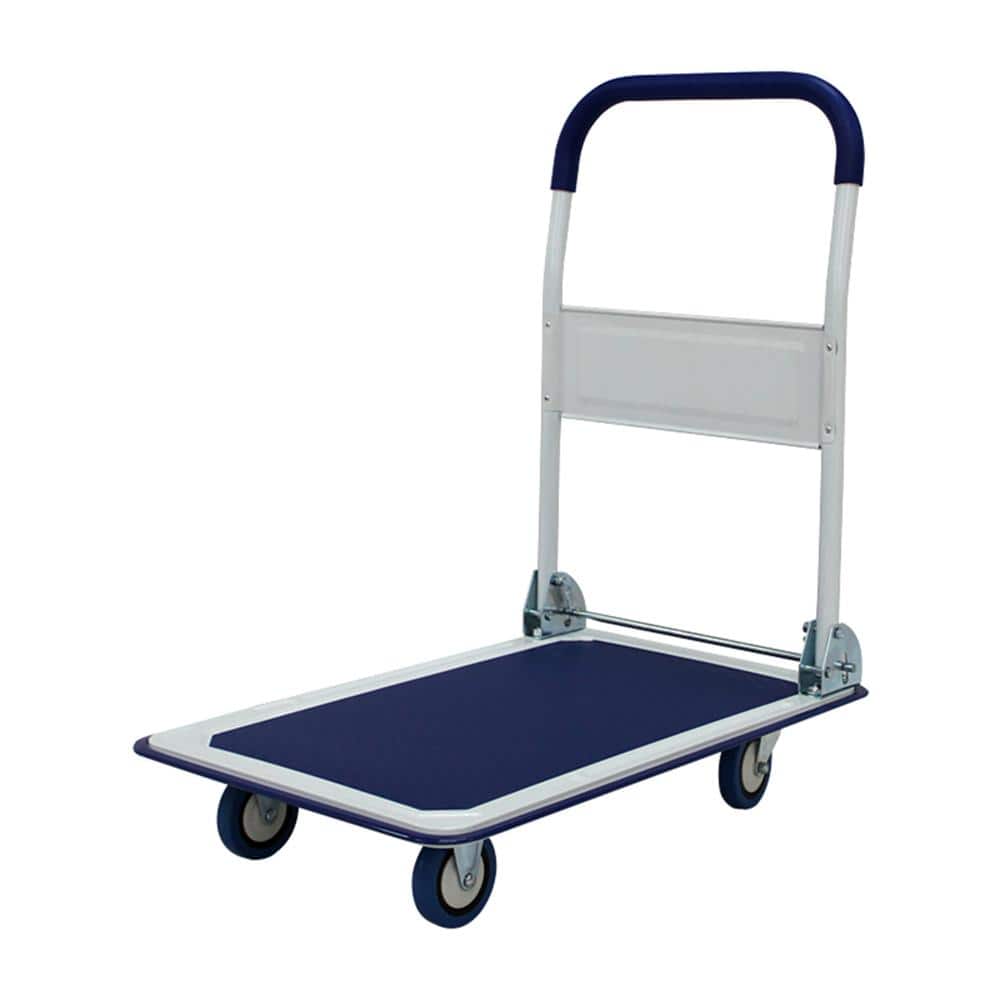 Blue Folding Platform Truck, 330 LBS Capacity Heavy-Duty Flatbed Hand Dolly with Steel Frame & Rubber Wheels for Warehou price history on PriceWatchPro