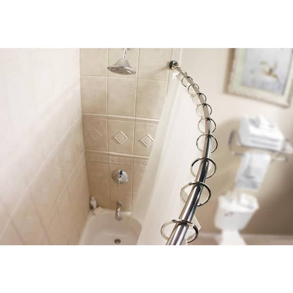 58.4 in. Curved Shower Rod in Brushed Stainless Steel (Flanges Not Included)