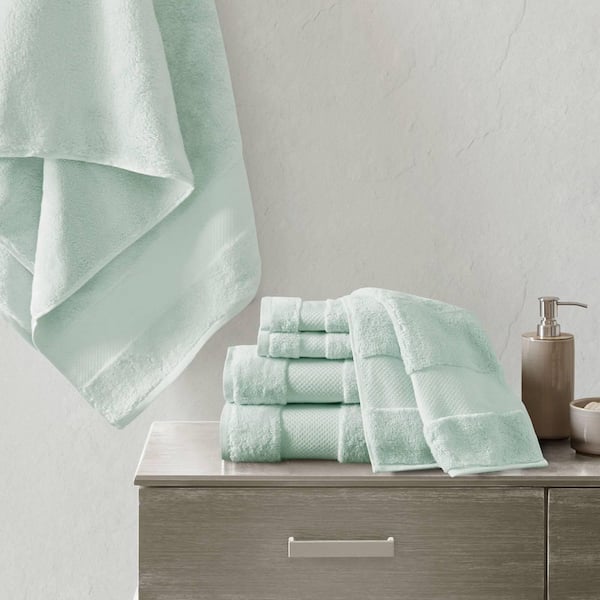 MADISON PARK Signature Turkish 6-Piece Seafoam Cotton Bath Towel Set