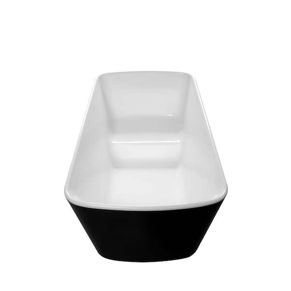 49.00 in. x 27.95 in. Flat Bottom Acrylic Freestanding Square-Shape Japanese Soaking Bathtub with Right Drain in Black