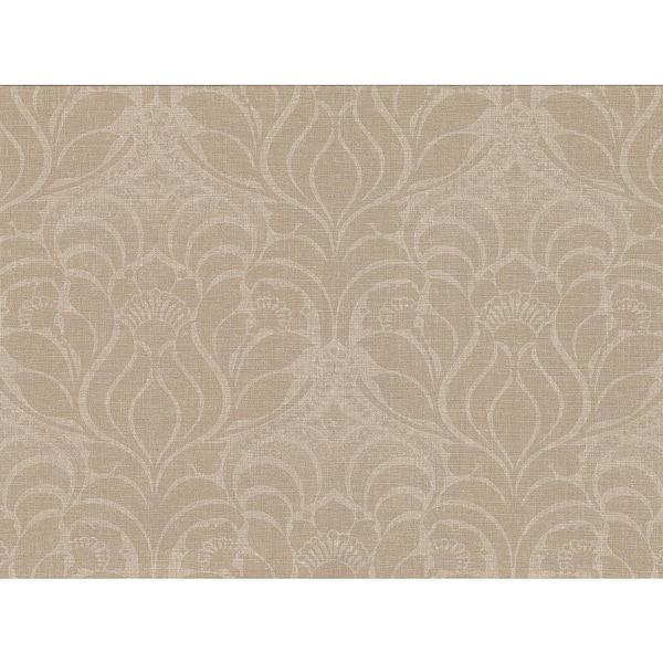 Warner Sandor Light Brown Damask Vinyl Strippable Wallpaper (Covers 60.8 sq. ft.)