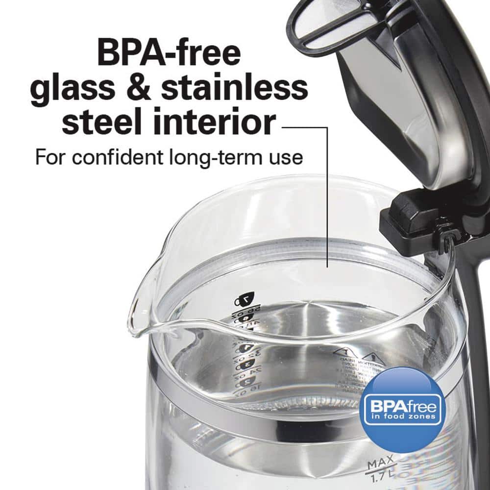 Hamilton Beach 1.7L Black and Stainless Steel Electric Kettle