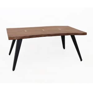 43 in. Brown and Black Rectangle Wood Top Coffee Table