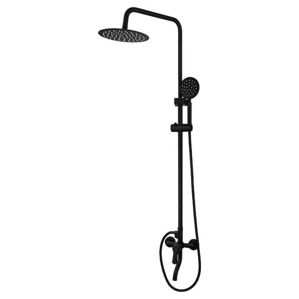 8 in. Rainfall Shower Head 3-Functions Wall Mounted Outdoor Shower Fixtures