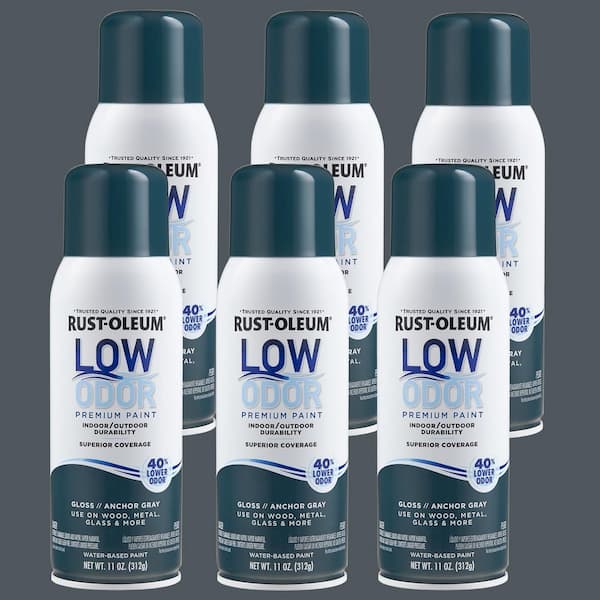 Rust-Oleum Low Odor 11 oz. Gloss Anchor Gray Low Odor Water-Based Spray (Case of 6)