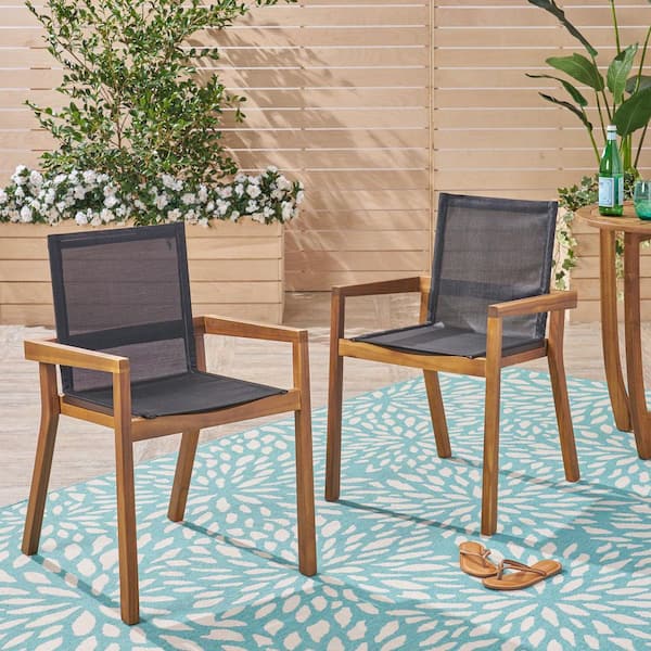 Coporesell Teak Outdoor Dining Chair Set of 2