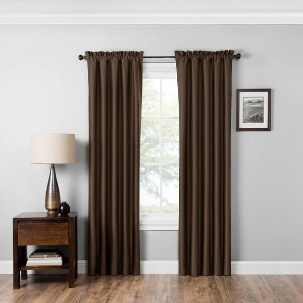 Eclipse Miles Blackout Window Curtain Panel in Chocolate - 42 in. W x 84 in. L