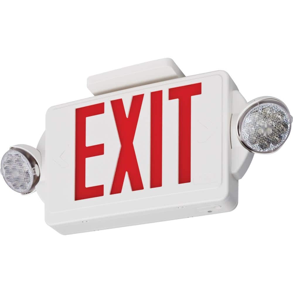 Red and White LED Exit Sign with Emergency Lights