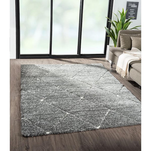 5 ft. x 7 ft. Grey Cream Solid Color Washable Area Rug for Bedroom, Living Room, Entryway