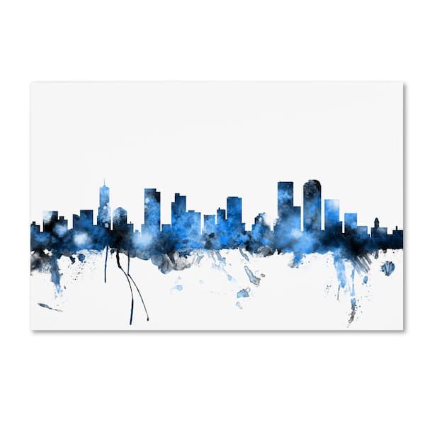 Trademark Fine Art Denver Colorado Skyline III by Michael Tompsett Floater Frame Architecture Wall Art 22 in. x 32 in.