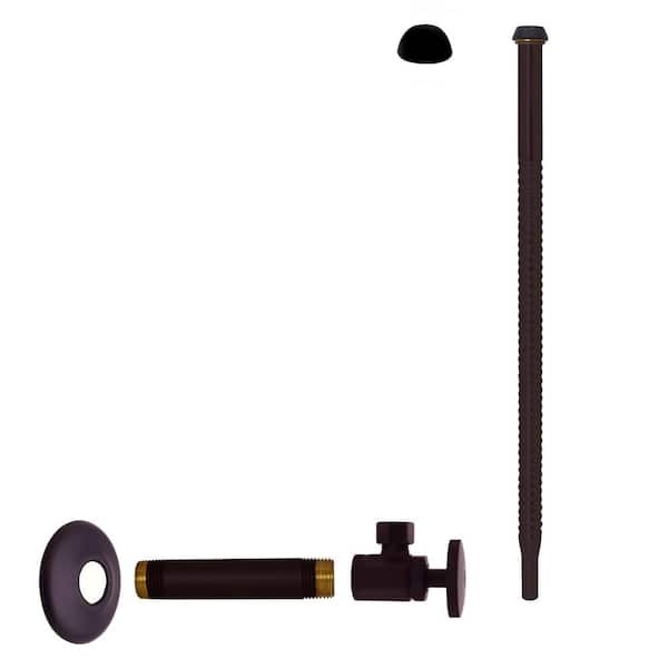 Westbrass 1/2 in. IPS x 3/8 in. O.D. Comp. Outlet x 12 in. Corrugated Supply Line Kit with Round Handle in Oil Rubbed Bronze