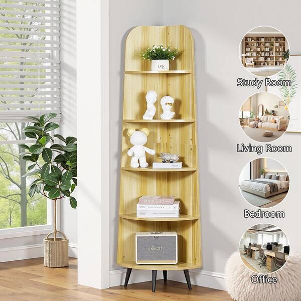 VECELO Tall Corner Shelf Cabinet 5 Tier 67 in., Mid-Century