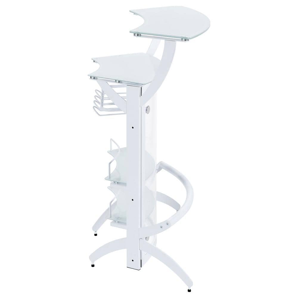 White Acrylic and Glass Half Circle Home Bar