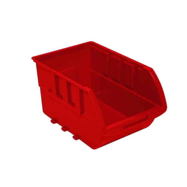 Homak 0-Compartment Stackable Bin Small Parts Organizer in Red