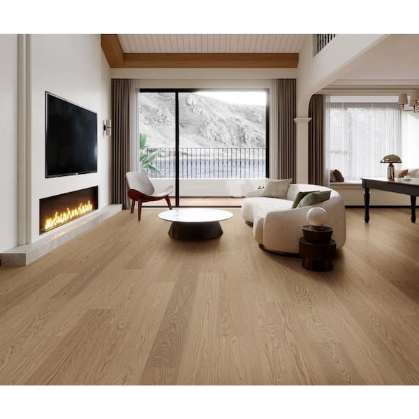 Take Home Sample-DreamVilla Almond Oak 5/8 in. T x 9 in. W Tongue and Groove Wirebrushed Engineered Hardwood Flooring