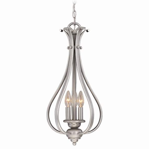 VAXCEL Monrovia 3-Light Brushed Nickel Teardrop Candle Pendant