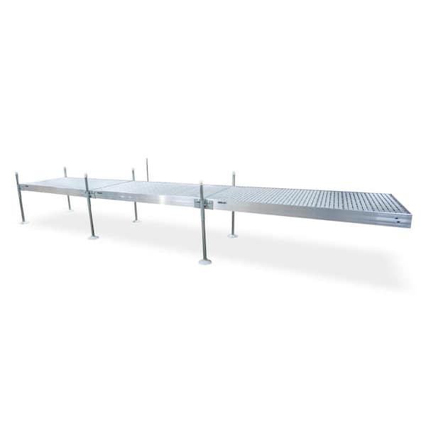 Tommy Docks 24 ft. Straight Aluminum Frame with Gray Titan Platinum Series Complete Dock Package for DIY Docks and Boat Dock Systems