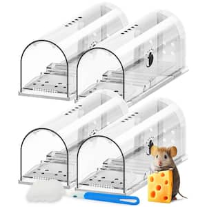 Indoor Mouse Humane Mouse Traps, No Kill Live Catch and Release with Cleaning Brush, Instruction Manual, White (4-Pack)
