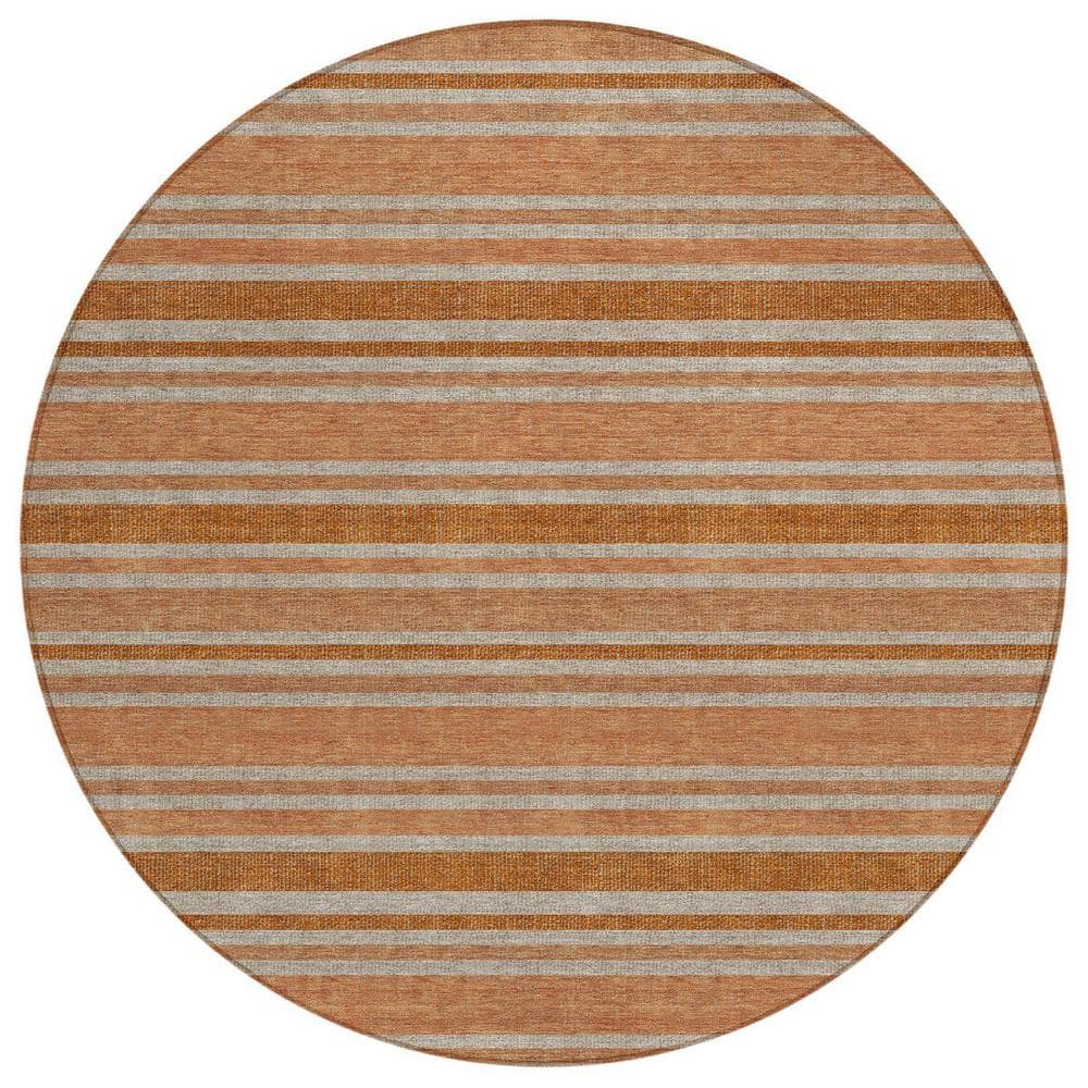 Beige and Orange 8 ft. Round Woven Striped Polyester Round Indoor/Outdoor Area Rug price history on PriceWatchPro