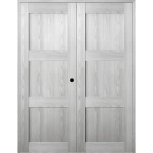 72 in. x 80 in. Left Hand Active Ribeira Ash Wood Composite Double Prehung Interior Door