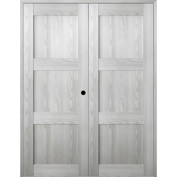 Belldinni 56 in. x 80 in. Left Hand Active Ribeira Ash Wood Composite Double Prehung Interior Door