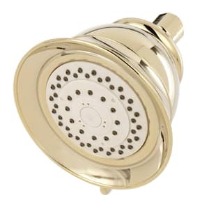 4-Spray 5 in. Single Wall Mount Fixed Shower Head in Polished Brass