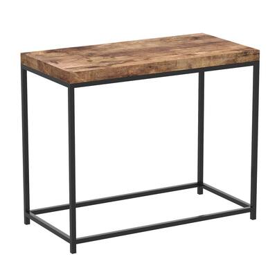 Accent Table Brown Reclaimed Wood Black Metal Rectangle 24L
