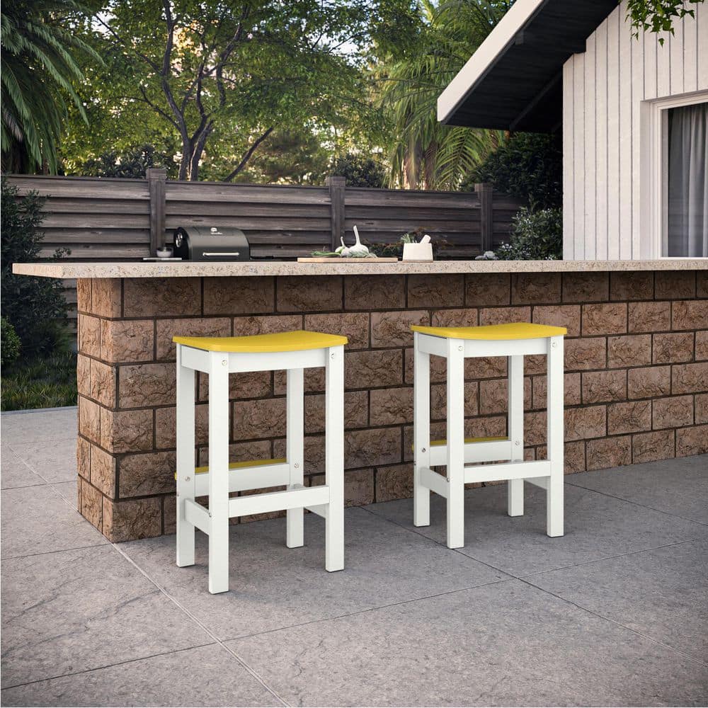 Shoreline White / Sunbeam Yellow Backless HDPE Bar-Height Stool price history on PriceWatchPro