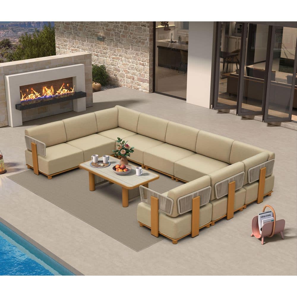 10 Pieces Patio Conversation Set with Table Outdoor Couch Sectional Set with Cushions Patio Furniture Set U-Shaped price history on PriceWatchPro