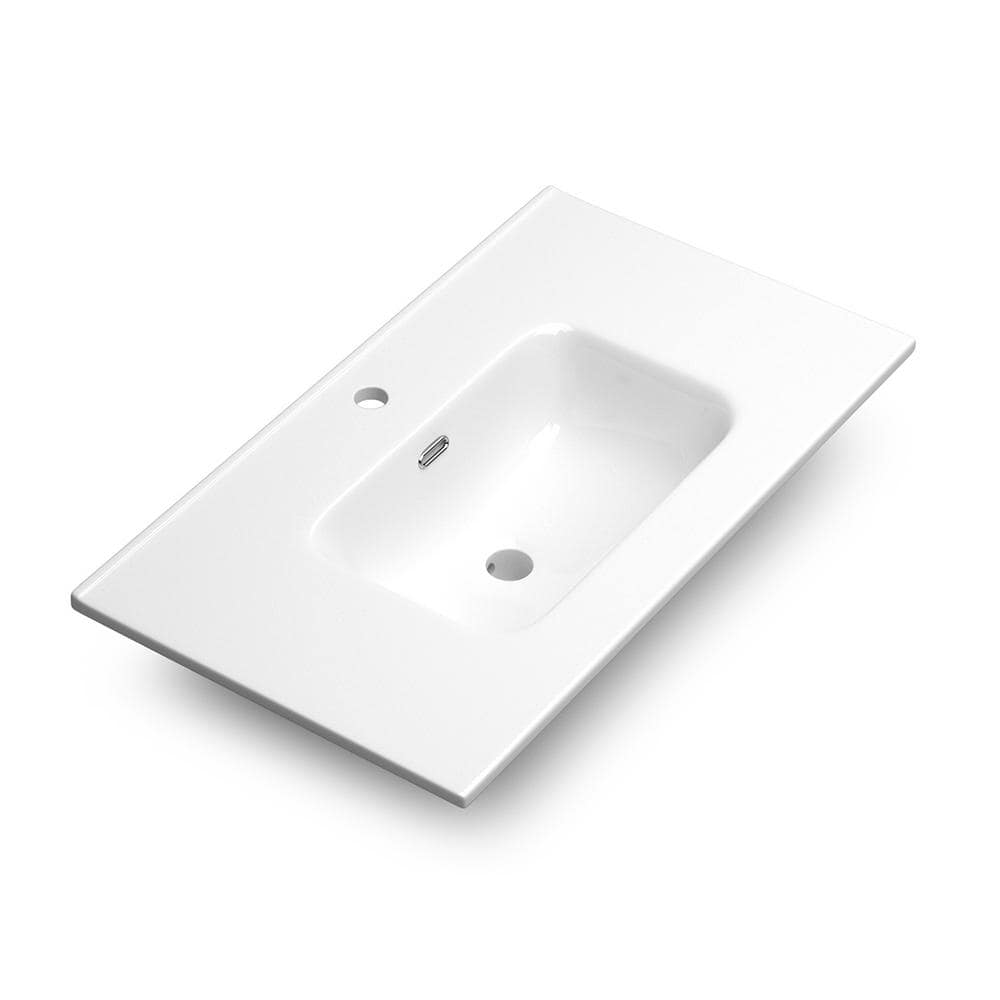 Menta 32'' Gray Pine Wall-Mounted Vanity with Basin