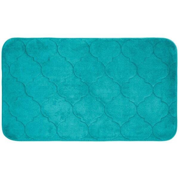 BounceComfort Faymore Turquoise 20 in. x 34 in. Memory Foam Bath Mat