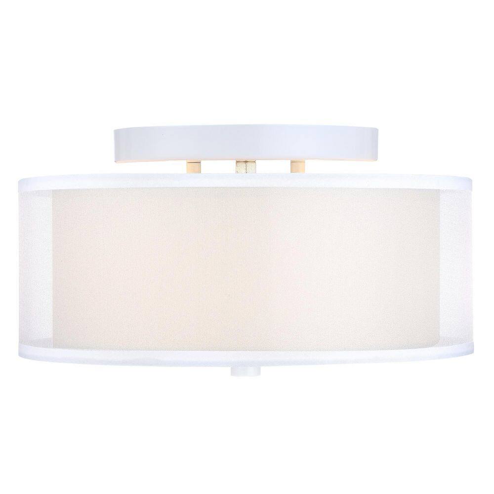Avex 11.9 in. 2-Light White Semi-Flush Mount with Frosted Glass Shade and No Bulbs Included price history on PriceWatchPro