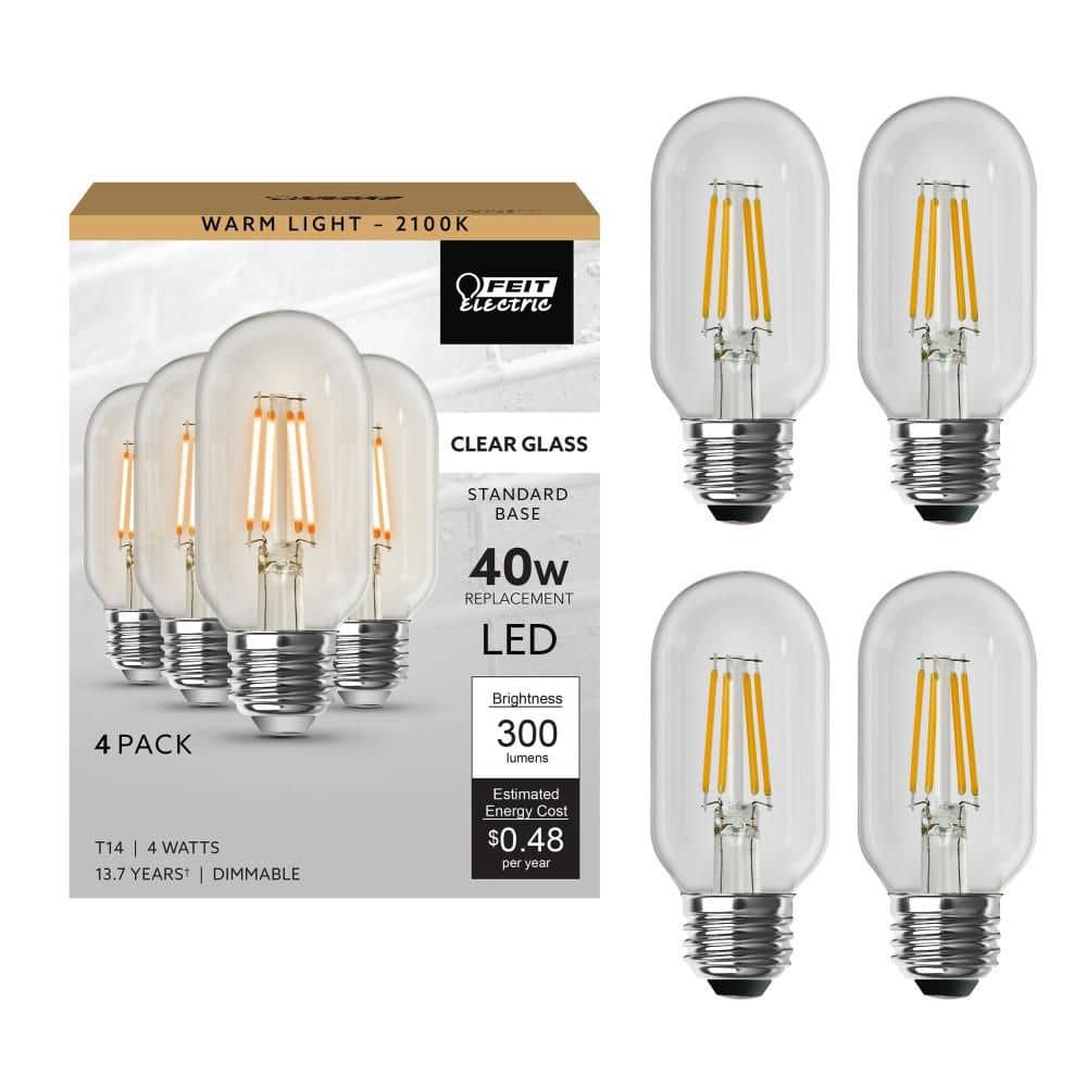 Feit Electric 40-Watt Equivalent T14 Dimmable Straight Filament Clear ...