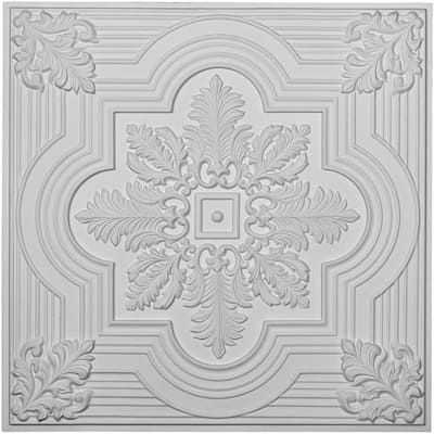 Adonis 2 ft. x 2 ft. Glue Up or Nail Up Polyurethane Ceiling Tile in White