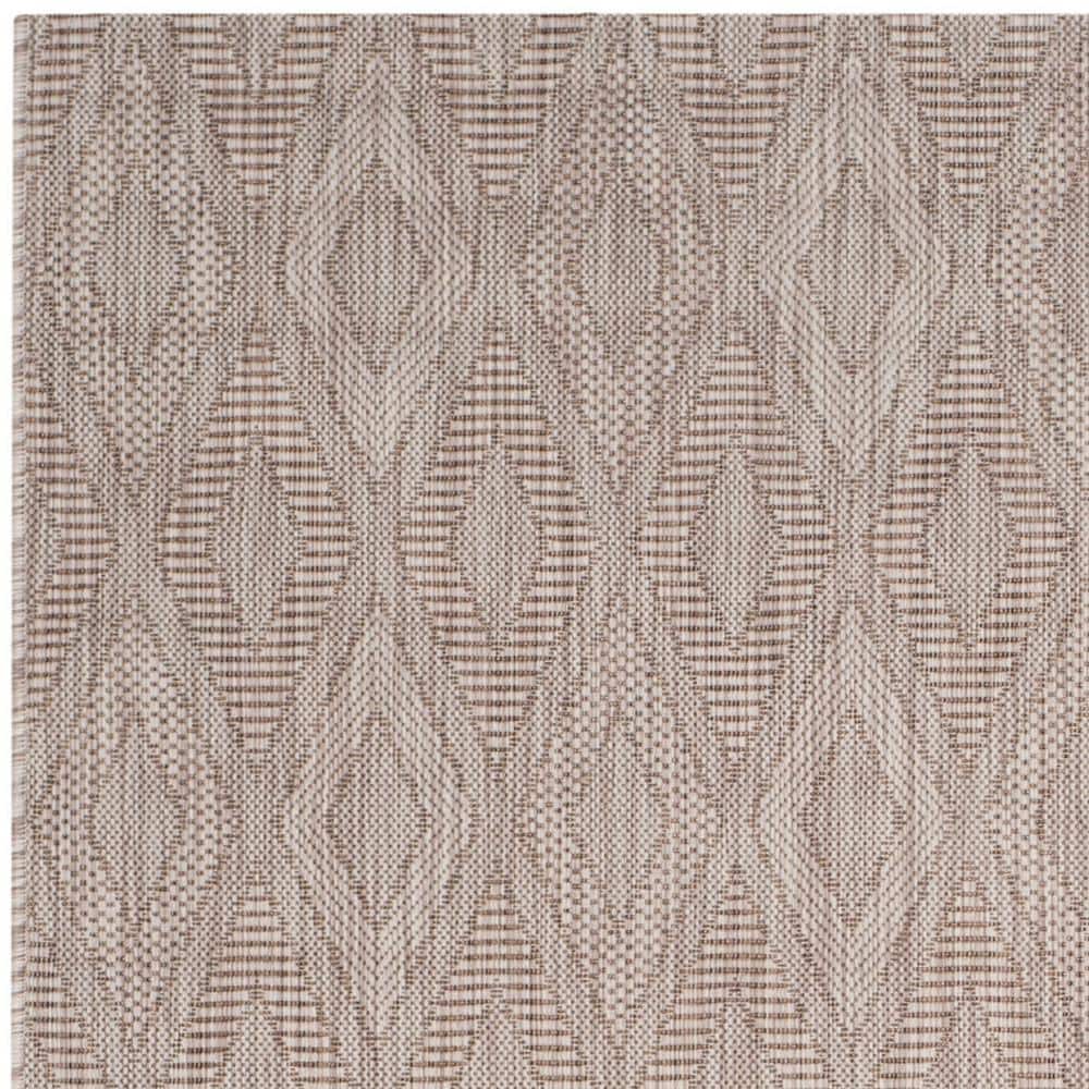 Beige Synthetic Geometric Diamonds Indoor/Outdoor Area Rug, 4' x 5'7"