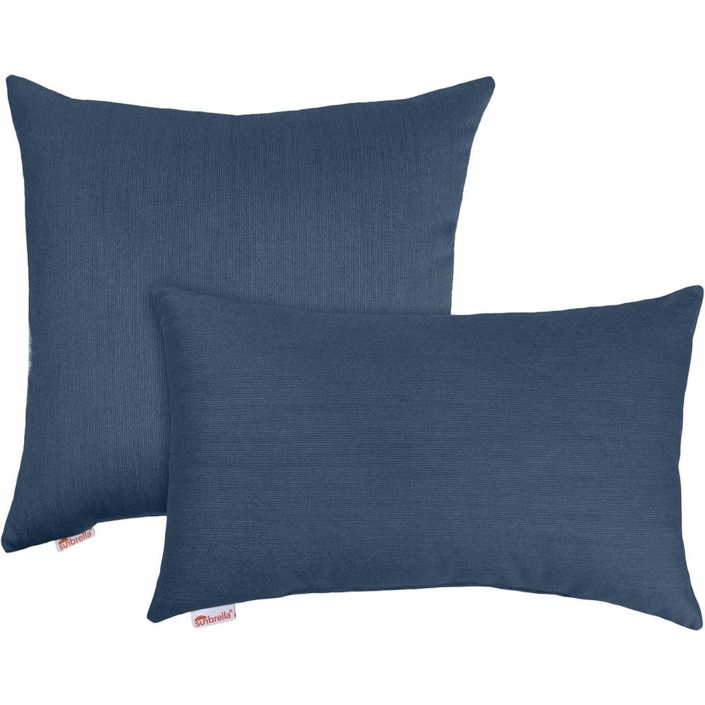 Sunbrella Knife Edge Outdoor Filled Throw Pillow - Set of 2, One 20 in. and One 13 in. x 20 in. Indigo price history on PriceWatchPro