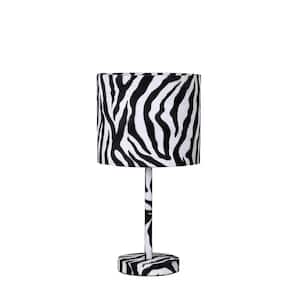 19.25 in. Zebra Print Metal Table Lamp with Faux Suede