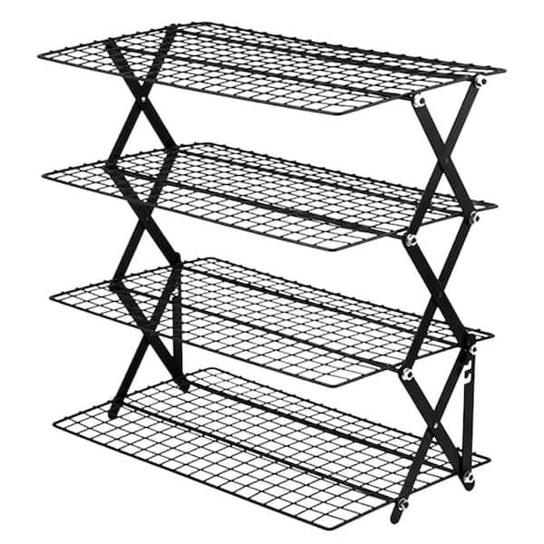 Upgraded Collapsible 4-Tier Stainless Steel Non-Stick Wire Cooling Rack Adjustable Stackable for Baking Set