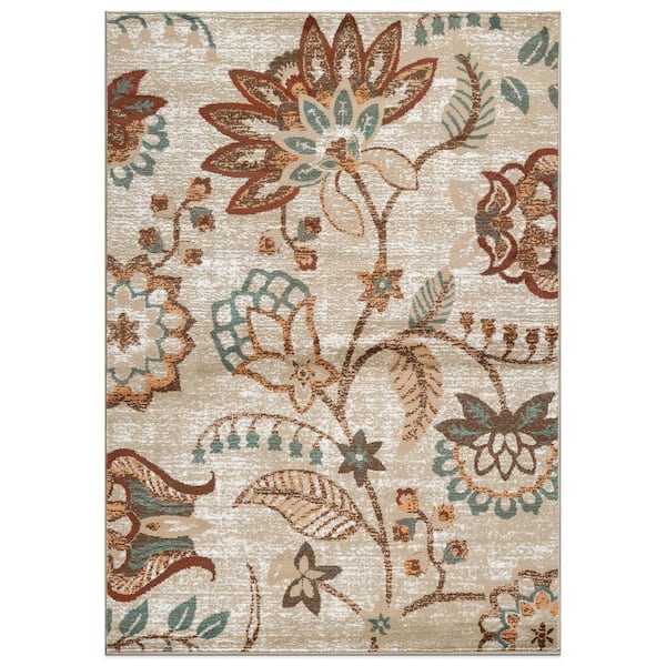 Floral Medallion Beige 7 ft. 10 in. x 10 ft. Area Rug