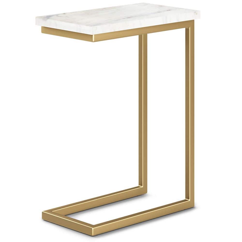 Skyler Gold Metal C Side Table with Marble Top