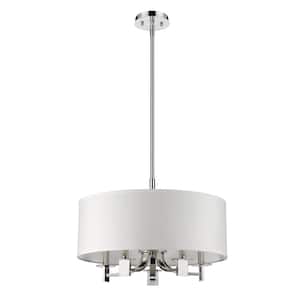 Andrea Indoor 5-Light Polished Nickel Pendant with Fabric Shade