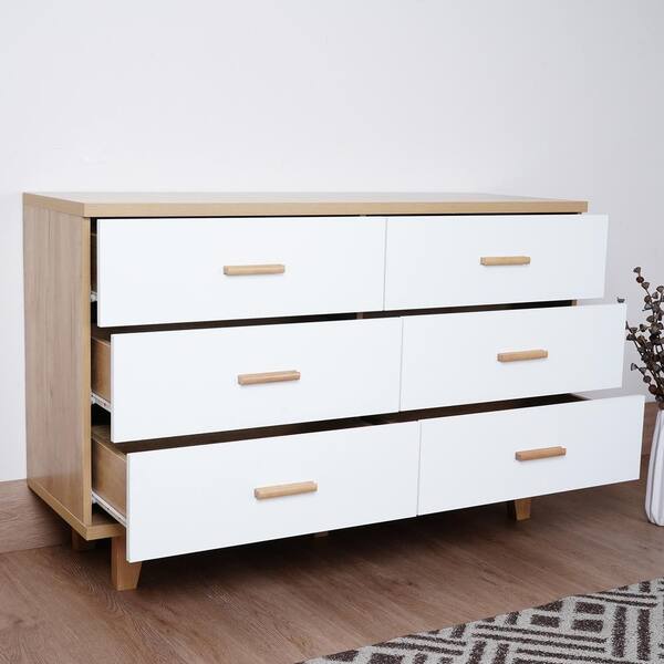 Modern Rosewood & White Wood Dresser with 6 Drawers - Yahoo Shopping
