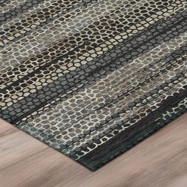 Chantille Machine Washable Indoor/Outdoor Abstract ACN3115 Black 3 ft. x 5 ft. Area Rug