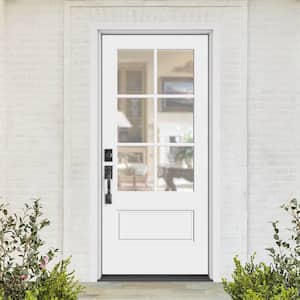 Performance Door System 36 in. x 80 in. VG 6-Lite Right-Hand Inswing Pearl White Smooth Fiberglass Prehung Front Door
