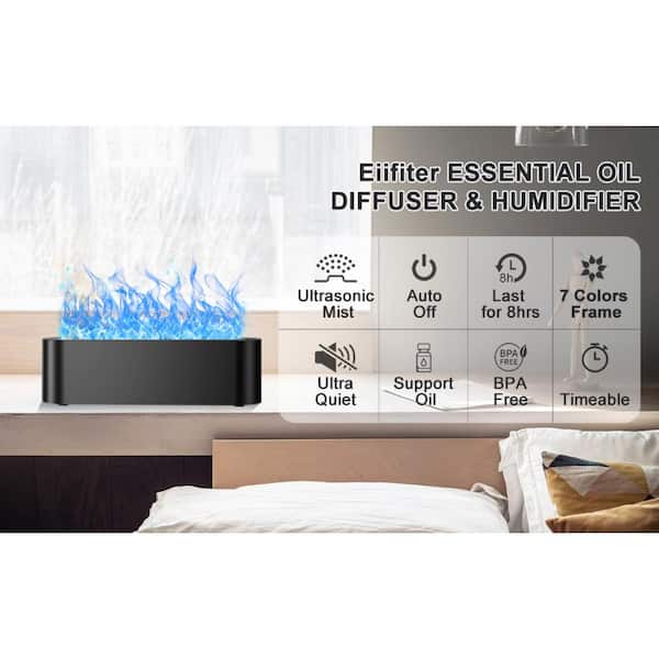 Afoxsos - Colorful Flame Fire Diffuser Humidifier, 7-Colors Oil Diffuser, Ultra-Quiet Aroma Essential Oils Aromatherapy Diffusers